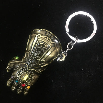 P2342 Wholesale 20pcs/lot DC Comics Avengers Infinity War Thanos Gloden Glove Style car Keychain Infinity Gauntlet Keyring Cool