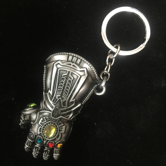 P2342 Wholesale 20pcs/lot DC Comics Avengers Infinity War Thanos Gloden Glove Style car Keychain Infinity Gauntlet Keyring Cool