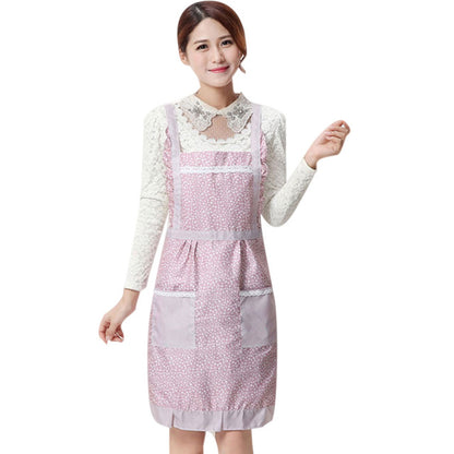 Women Apron with Pockets Waterproof Plaid Print Kitchen Double Layer Anti-oil Aprons Kitchen Cooking Thick Cloth Home Supplies