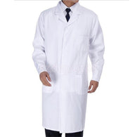 Men Scrubs White Lab Coat Medical Nurse Doctor Uniform Lapel Collar Long Sleeve
