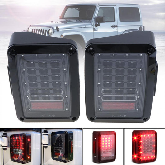 Smoked LED Tail Light 2007-2017 Jeep Wrangler Brake Reverse Back Up Turn Signal Light Daytime Running Lamps DRL Car Taillights