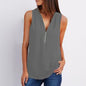 ZANZEA Fashion 2018 Summer Women Blouse Sleeveless Zipper V-neck Shirt Casual Loose Work Blusa Feminina Chic Tops Blusas S 5XL