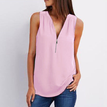 ZANZEA Fashion 2018 Summer Women Blouse Sleeveless Zipper V-neck Shirt Casual Loose Work Blusa Feminina Chic Tops Blusas S 5XL