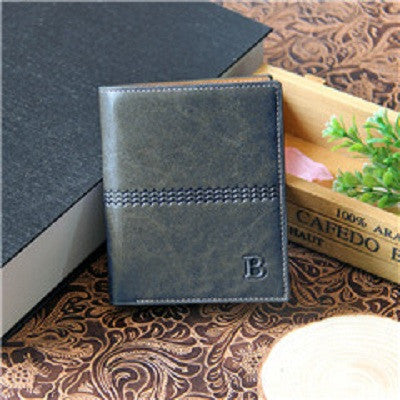 Vintage B Wallet Men Leather Vertical Short Wallets Card Holder Money Purse Bifold Man's Wallet Male Gift Carteira