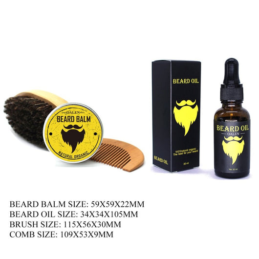 4Pcs Men Beard Care Kit Beard Balm + 30ml Beard Oil + Brush + Comb Grooming Care Tool Male Beard Moisturizing Nourishing Set