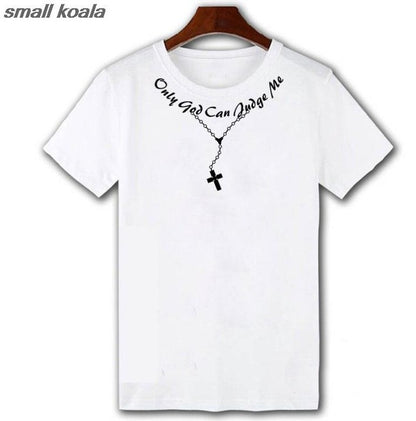 TUPAC 2pac T Shirt Only God Can Judge Me Christian Cross Rosary Tattoo Script Tops Tee Shirts Hip-hop Rap Swag T-shirt Unisex