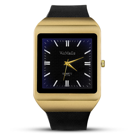 WoMaGe Top Brand Watches Gold Square Watch Fashion Men's Watches Wristwatch