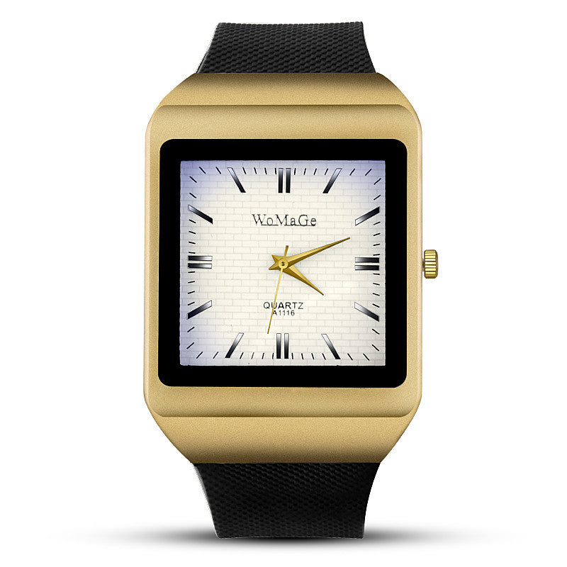 WoMaGe Top Brand Watches Gold Square Watch Fashion Men's Watches Wristwatch