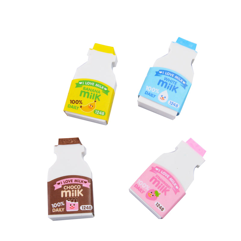 2 Pcs/lot Kawaii Cute Milk Bottle Funny Japanese Pencil Erasers Office School Supplies Stationery