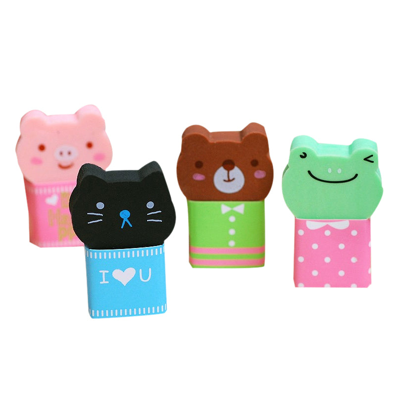 2 Pcs/lot Cute Kawaii Bear Big Cat Frog Aihao Pencil Erasers Office School Correction Supplies Stationery