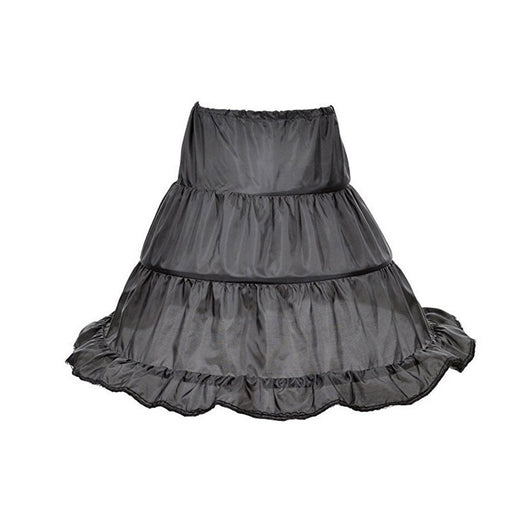 Girls' Petticoat 3 Hoop Half Slip Wedding Flower Girl Crinoline Skirt (Black)