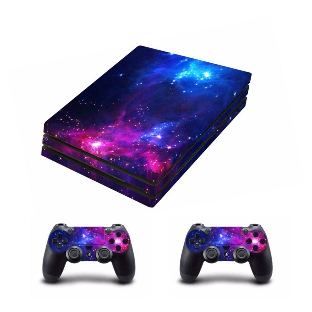 Waterproof Whole Body Vinyl Skin Sticker Decal Cover for Sony PS4 Pro Console and 2Pcs Controllers Protective Skins