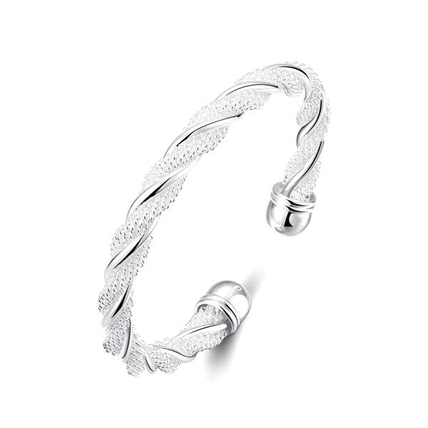 Silver Braided Cuff Bangle