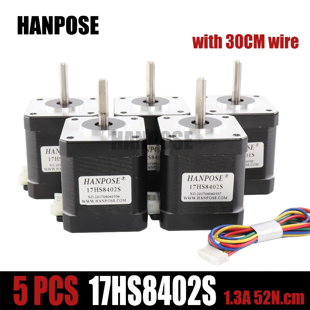 Free shipping by DHL 5pcs 4-lead Nema17 Stepper Motor 48mm 1.3a  52N.cmNema 17  motor 42BYGH(17HS8402)  motor for CNC 3D printer