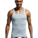 Men's Casual Solid Designer Cut Ribbed Cotton Vests Top Blouse