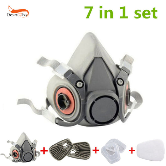 7 in 1 Set  Anti-dust Paint Spray Respirator Half Face Facepiece Pesticide Gas Mask For 3M 7502 6200