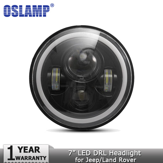 Oslamp 7inch Headlights Amber White Halo Angle Eyes LED Headlight Bulbs DRL Led Headlamp 12v for Jeep Wrangler JK for Land Rover