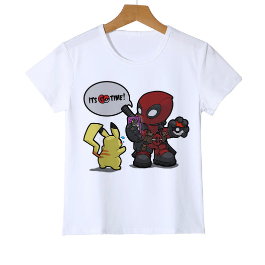 Summer Kid's Deadpool Pokemon T shirt Fashion Printed Boy Girl Pikachu T-Shirts funny Design dead pool t shirt tops tee Y11-4