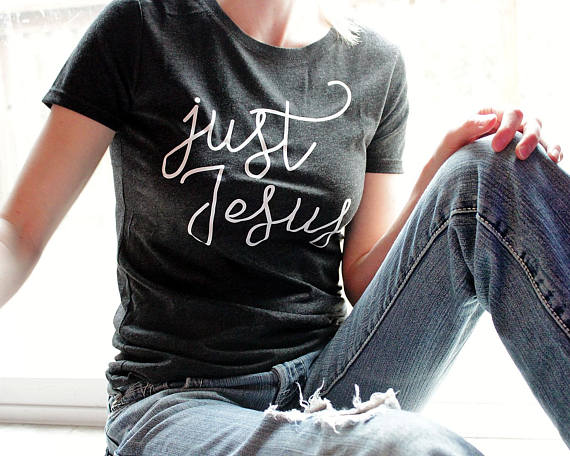 Hot New Arrive Tee Just Jesus christian t-shirt girl gray clothing tops funny letter tumblr slogan t shirt trendy 90s Jesus tees
