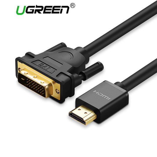 Ugreen HDMI to DVI DVI-D 24+1 pin Adapter 4K Bi-directional DVI D Male to HDMI Male Converter Cable for LCD DVD HDTV XBOX 3m 5m