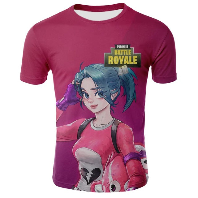 Summer 3D Printing Fortnite T-shirt Men and Women Fortnite Battle Royale T-shirt Men's Fun Fornite Games Short-sleeved T-shirt