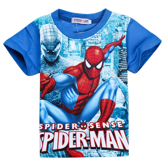 Short Sleeve Spiderman t shirt  Kids Baby Batman v Superman Printing Boys Clothes spider-man T-Shirts For Children's Clothing