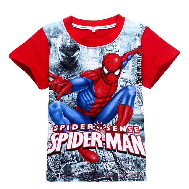 Short Sleeve Spiderman t shirt  Kids Baby Batman v Superman Printing Boys Clothes spider-man T-Shirts For Children's Clothing