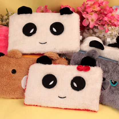 Bear Pencil Cases For Girls Kawaii Plush Panda Pen Bag Stationery Pouch Kids Gift School Office Supply Estuche