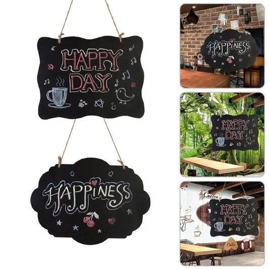 Wave/ Folwer Shape Hanging Wooden Blackboard Double Sided Erasable Chalkboard Wordpad Message Black Board Office School Supplies