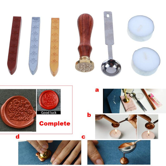 Retro Style Sealing Wax Clear Stamp Set With Gift Box Diameter 25mm Stamps Wax Seals Good Luck Office & School Supplies