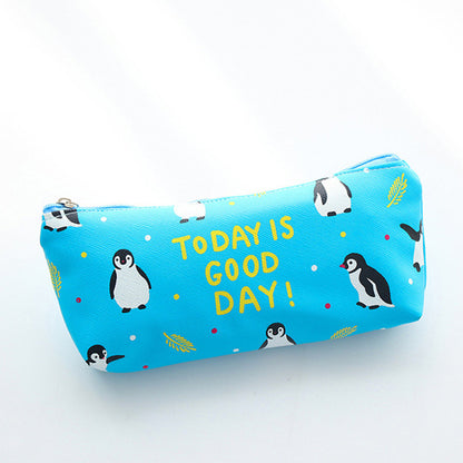 Cartoon animal School pencil case Cute Penguin flamingo Polar bear pen bag storage organizer stationery Office supplies A6321