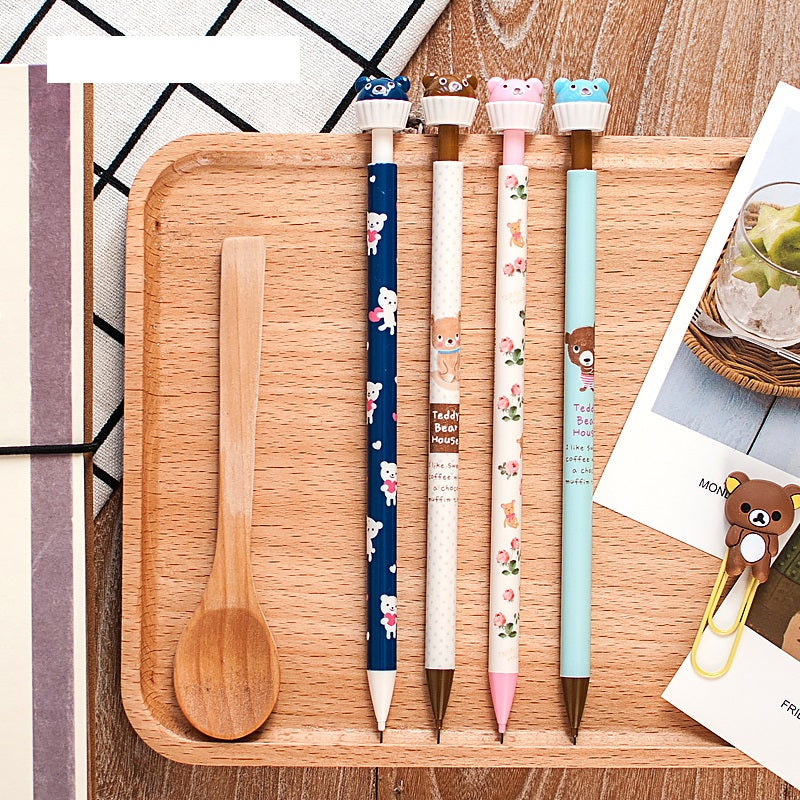 24 pcs Cartoon bear Mechanical pencils 0.5mm lead refill Automatic pencil Student gift Stationery Office school supplies A6462