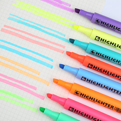 STA 8 Colors Fluorescent Highlighter Pens for Paper DIY Drawing Marker Pen for School Office Supplies Stationery