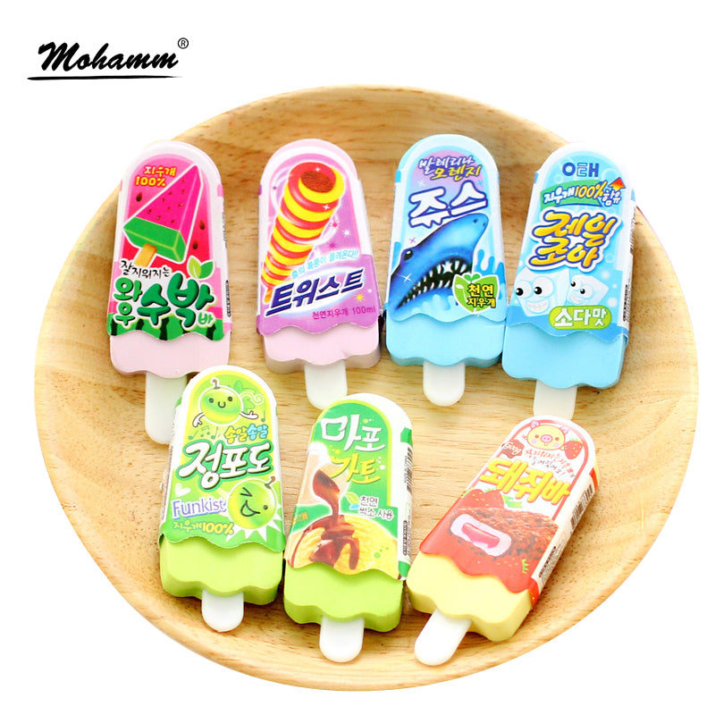 Cute Kawaii Erasers Ice Cream 3d Pencil Eraser For Kids School Supplies