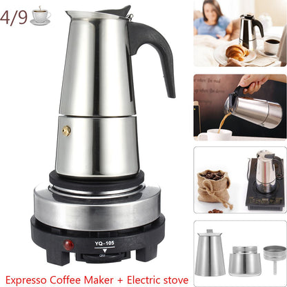 Stainless Steel Electric Stove Coffee Pot Espresso Moka Maker Percolators Home Office Coffee Tea Tools Drinkware Supplies