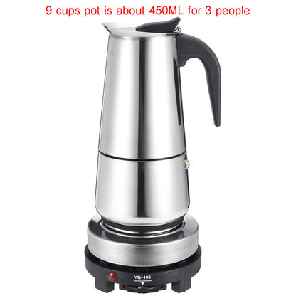 Stainless Steel Electric Stove Coffee Pot Espresso Moka Maker Percolators Home Office Coffee Tea Tools Drinkware Supplies