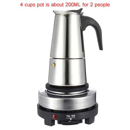 Stainless Steel Electric Stove Coffee Pot Espresso Moka Maker Percolators Home Office Coffee Tea Tools Drinkware Supplies