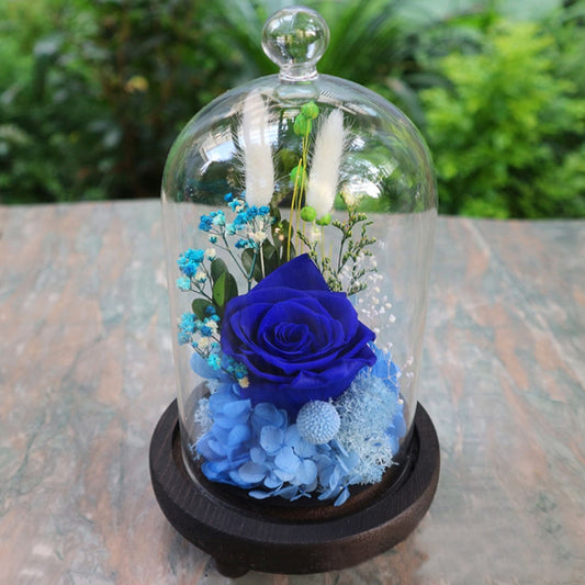 Wedding Decoration Rose Flowers In Glass Cover Cloche Night Light Mother's Day Gifts Micro Landscape Home Office Decor Supplies