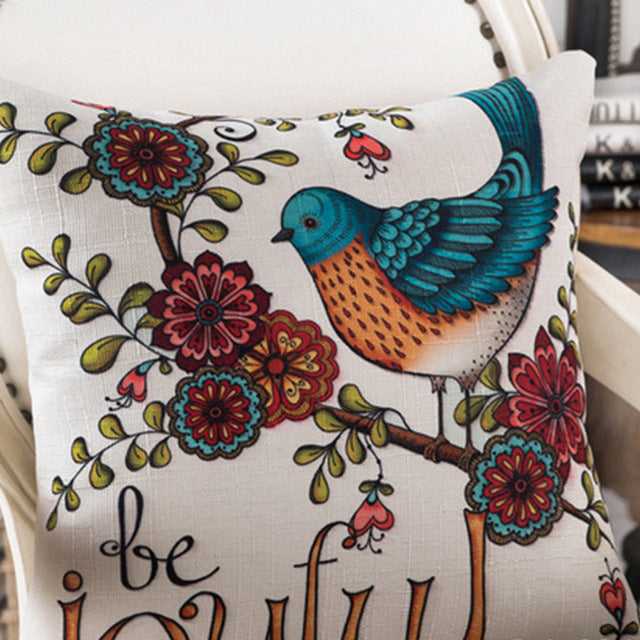 Square Geometrics Birds Pillow Case Waist Back Cushion Case Cover Bags 45x45cm Office Home Bedding Supplies