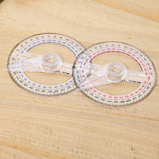 Circular 10cm Plastic 360 Degree Pointer Protractor Ruler Angle Finder Swing Arm For School Office Supplies Randowcolor