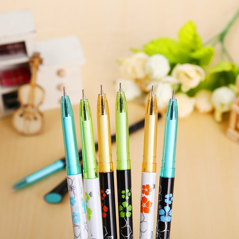 2 pcs/lot romantic flower gel pen black writing pens canetas material escolar stationery papelaria school office supplies