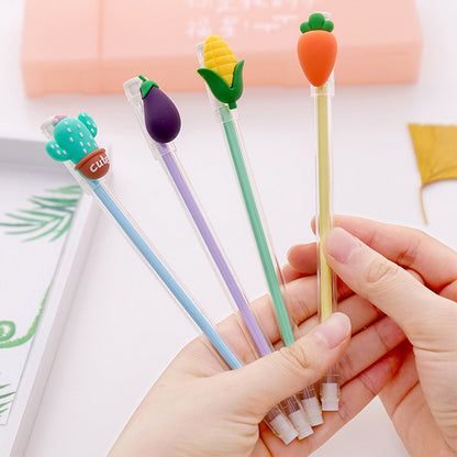 novelty cactus vegetable gel pen black ink writing pens canetas material escolar kawaii staitonery paperlaria school supplies