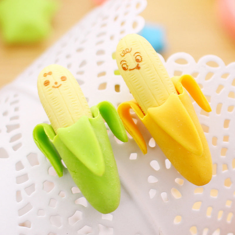 2 pcs /bag novelty Banana mini rubber eraser creative stationery school supplies papelaria gift for kids