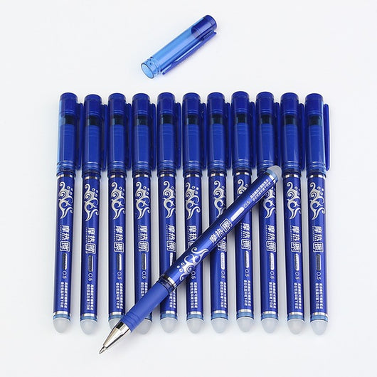 Newest 12pcs/lot 0.5mm Erasable Pen Gel Pen Magic Neutral Pen Gel Pen Stationery Office School Supplies Gifts Blue Black Refill