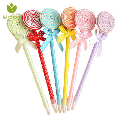 Newest 5Pcs Creative Plastic Cute Candy Style Lollipop Ballpoint Pen Kawaii ballpoint pens for School Stationery Office Supplies