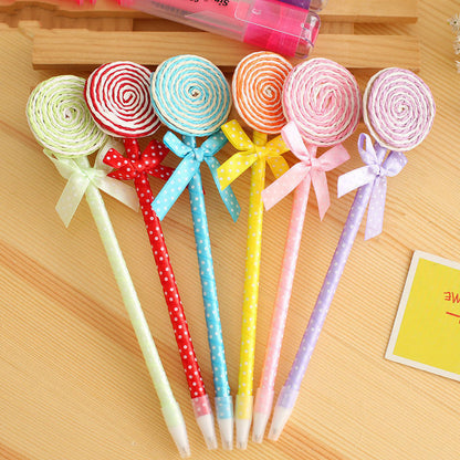 Newest 5Pcs Creative Plastic Cute Candy Style Lollipop Ballpoint Pen Kawaii ballpoint pens for School Stationery Office Supplies