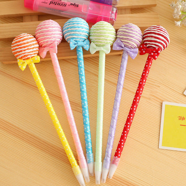 Newest 5Pcs Creative Plastic Cute Candy Style Lollipop Ballpoint Pen Kawaii ballpoint pens for School Stationery Office Supplies