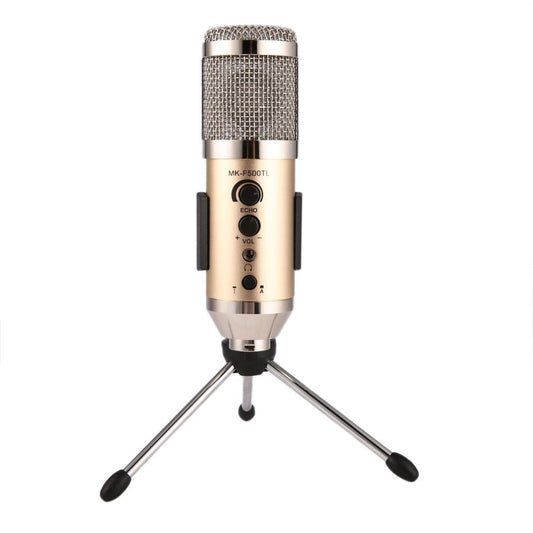 Vocal Mic Professional Large Diaphragm Studio Recording Microphone for Computer Mobile Phone Champagne Color MK-F500TL