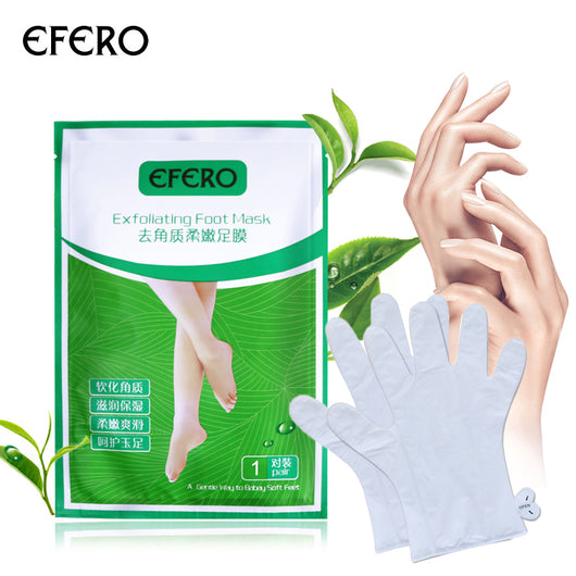 efero 2Pairs Peeling Foot Mask Exfoliating Socks for Pedicure Baby Feet Masks & 2Pair Hand Mask Moisturizing Spa Gloves Whiten