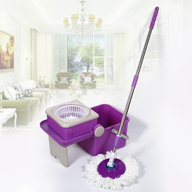 Aihogard Stainless Steel Purple Spin Mop Set 360 Rolling Spin Mop Bucket Set Rotating Floor Mop 1 Microfiber Mop Heads FR DE